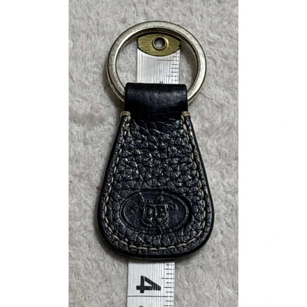 Dooney Bourke Leather Key Chain Ring Black DB Embossed